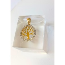 Μενταγιόν σε Κίτρινο Χρυσό 14Κ Δένδρο Ζωής με ζιργκόν (N243)